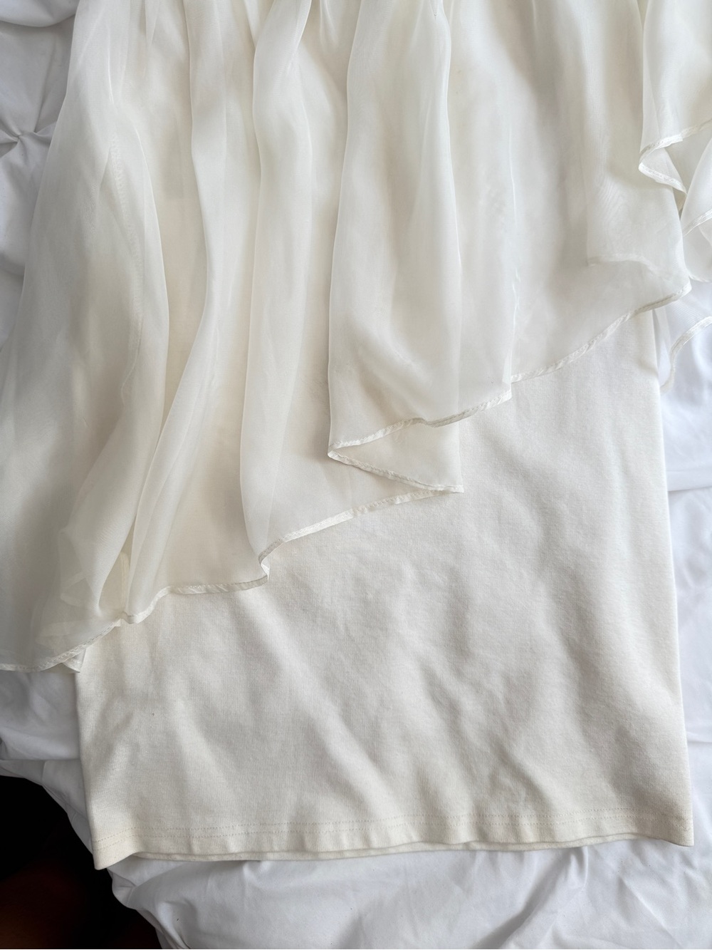 Off White Cream One-Shoulder Ruffle Mini Dress - Picture 4 of 5